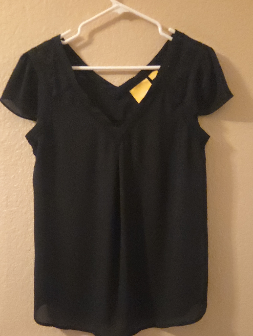 Maeve Anthropologie Black V-Neck Short Sleeve Blouse